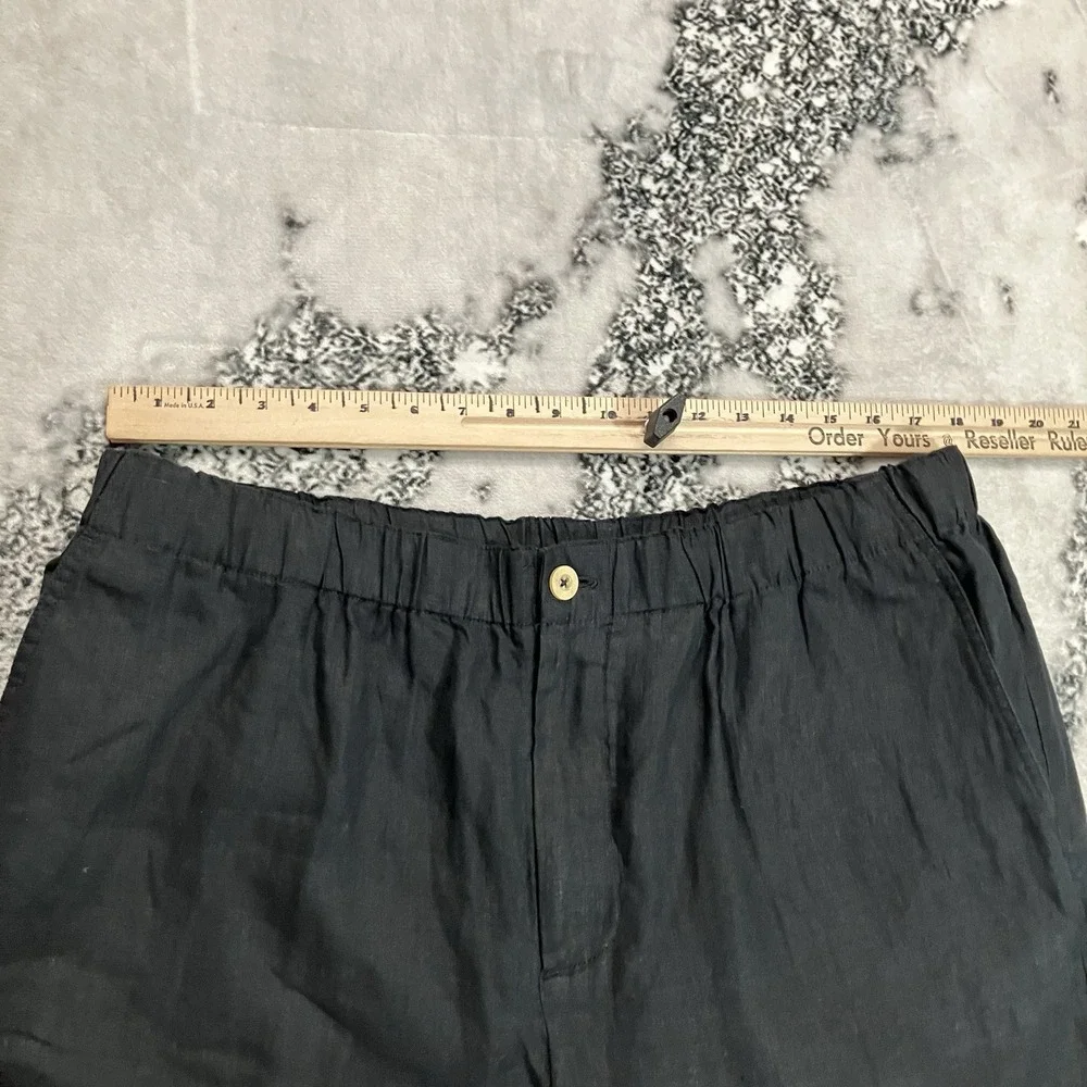 Quince 100% European Linen Pants Womens Size XL Black NWT Straight Leg Pull On
